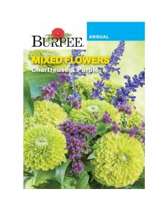 Mixed Flowers, Chartreuse & Purple